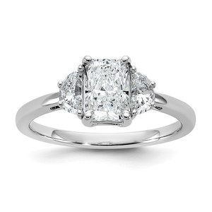 14k White Gold Lab Grown Diamond VS/SI+ G+ Radiant & 1/2 Moon 3 Stone Semi-mount Engagement Ring - RM-0F5619C6-3635