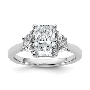 14k White Gold Lab Grown Diamond VS/SI+ G+ Radiant & 1/2 Moon 3 Stone Semi-mount Engagement Ring - RM-22A0F26B-9001
