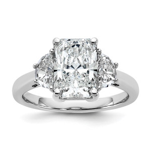 14k White Gold Lab Grown Diamond VS/SI+ G+ Radiant & 1/2 Moon 3 Stone Semi-mount Engagement Ring - RM-46BC40DF-1120