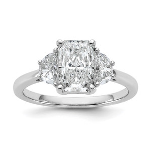 14k White Gold Lab Grown Diamond VS/SI+ G+ Radiant & 1/2 Moon 3 Stone Semi-mount Engagement Ring - RM-4FC0AE62-7101
