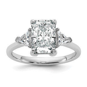 14k White Gold Lab Grown Diamond VS/SI+ G+ Radiant & Trillion 3 Stone Semi-mount Engagement Ring - RM-8F4736D0-4301