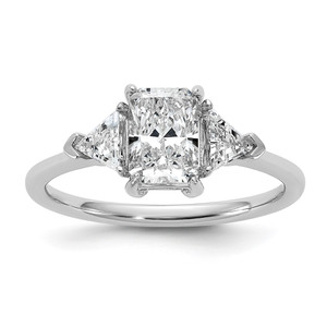 14k White Gold Lab Grown Diamond VS/SI+ G+ Radiant & Trillion 3 Stone Semi-mount Engagement Ring - RM-E7C3B8C5-1512