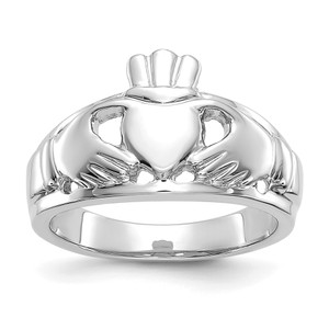 14k White Gold Ladies Claddagh Ring - D1-A8F91D0F-4350