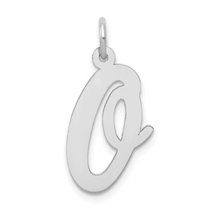 14k White Gold Large Script Letter O Initial Charm