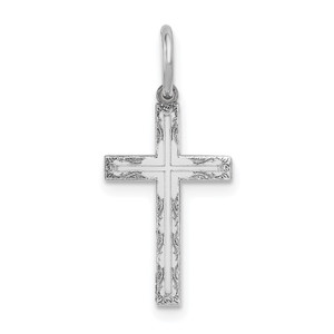 14K White Gold Laser Designed Cross Charm - XR-F3DC3011-7918