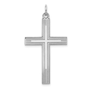 14K White Gold Laser Designed Cross Pendant - XR-15643FD3-2394