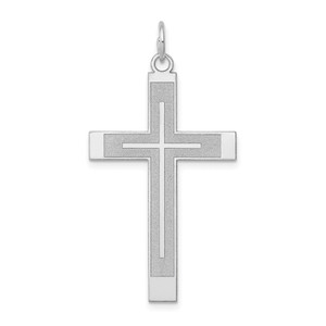 14K White Gold Laser Designed Cross Pendant - XR-9059090E-5310