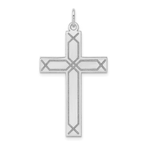 14K White Gold Laser Designed Cross Pendant - XR-D015D7E0-5866
