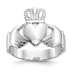 14k White Gold Men's Claddagh Ring - D3-2FE5BBC6-9556