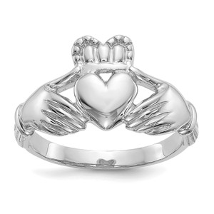 14k White Gold Men's Claddagh Ring - K4-543A7F91-5543