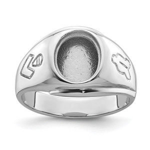 14k White Gold Men's Polished and Grooved Masonic Ring Mounting - Y4-8B61AB5E-5161