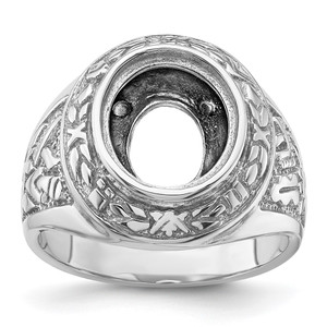 14k White Gold Men's Polished and Textured Masonic Ring Mounting - Y4-47693908-8507