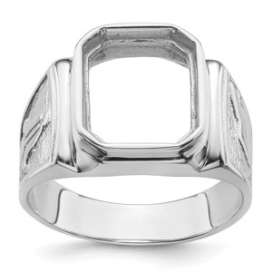14k White Gold Men's Polished and Textured Masonic Ring Mounting - Y4-615EE379-2526