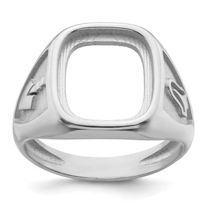 14k White Gold Men's Polished and Textured Masonic Ring Mounting - Y4-7EEBAF14-7382