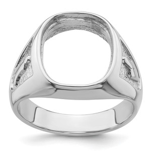14k White Gold Men's Polished and Textured Masonic Ring Mounting - Y4-F6D26747-9636