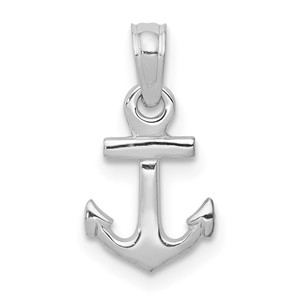 14k White Gold Mini Anchor Pendant