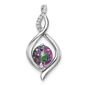 14k White Gold Mystic Fire Topaz and Diamond Pendant - PM-8DC4B0FA-2900