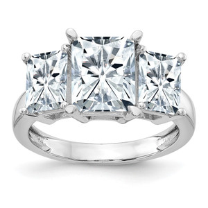 14K White Gold Octagon Radiant 3-Stone Engagement Ring Mounting - RM-8AED0E32-5800