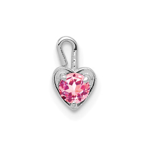 14k White Gold October Synthetic Birthstone Heart Charm
