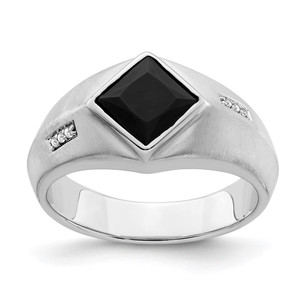 14k White Gold Onyx and Diamond Mens Ring - RM-AC32DE86-8888