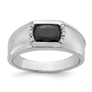 14k White Gold Onyx and Diamond Mens Ring - RM-CDBFA3FD-7325