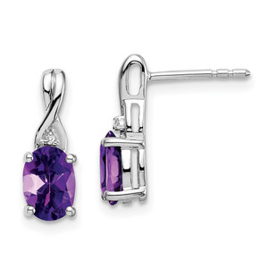 14k White Gold Oval Amethyst and Diamond Earrings - EM-AE0DB4BF-9092