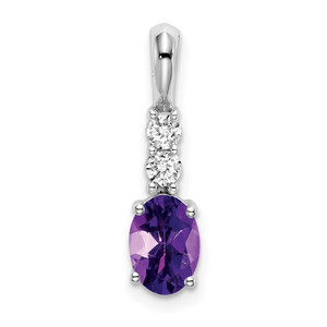 14k White Gold Oval Amethyst and Diamond Pendant - PM-4674C715-7570