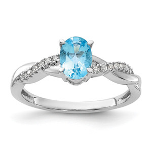 14K White Gold Oval Blue Topaz and Diamond Ring - RM-18CC2FA7-9916