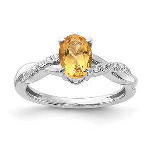 14K White Gold Oval Citrine and Diamond Ring - RM-2CBDE211-8156