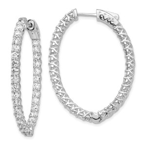 14k White Gold Oval Hoop w/Safety Clasp Earring Mountings - XE-01AD2059-4978