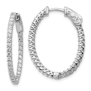 14k White Gold Oval Hoop w/Safety Clasp Earring Mountings - XE-40625505-5563