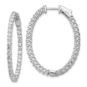 14k White Gold Oval Hoop w/Safety Clasp Earring Mountings - XE-69C6818D-6827