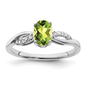 14k White Gold Oval Peridot and Diamond Ring - RM-AB5C7E36-7634