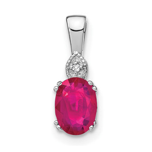 14k White Gold Oval Ruby and Diamond Pendant - PM-D9C2EC79-5988