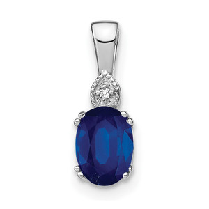 14k White Gold Oval Sapphire and Diamond Pendant - PM-69B429D4-2682
