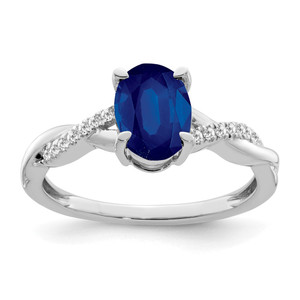 14k White Gold Oval Sapphire and Diamond Ring - RM-85446452-6152