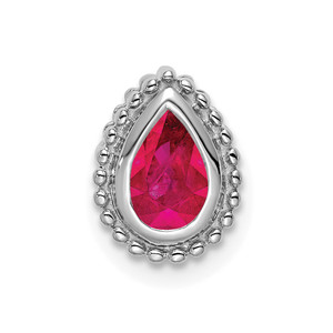 14k White Gold Pear Ruby Chain Slide