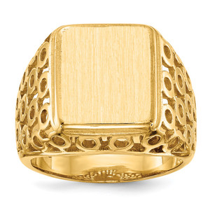 14k 11.5 x 13.5mm Open Back Mens Signet Ring