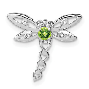 14k White Gold Peridot and Diamond Dragonfly Chain Slide