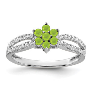 14k White Gold Peridot and Diamond Floral Ring - RM-81C9F9DD-6021