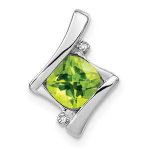 14k White Gold Peridot and Diamond Pendant - PM-8E2D8D27-6215