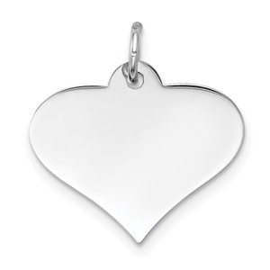 14k White Gold Plain .011 Gauge Engraveable Heart Disc Charm - XW-BAAB2338-6845
