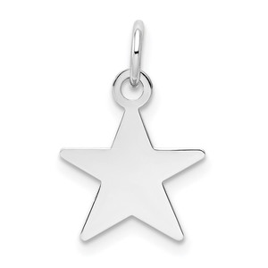 14k White Gold Plain .013 Gauge Engravable Star Charm