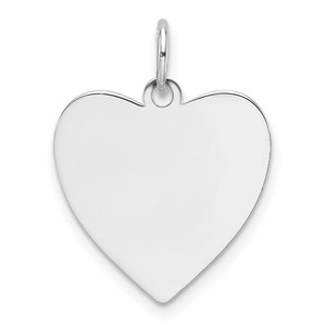 14k White Gold Plain .018 Gauge Engravable Heart Charm - XW-ED3D28B4-3340