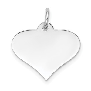 14k White Gold Plain .018 Gauge Engraveable Heart Disc Charm - XW-6118C2D7-6636