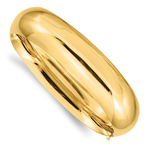 14k 11/16 Oversize High Polished 17.00mm Hinged Oval Bangle Bracelet