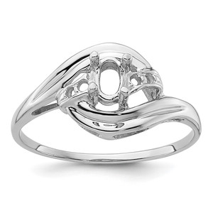 14k White Gold Polished .04ct. Diamond & 5x3 Oval Gemstone Ring Mounting