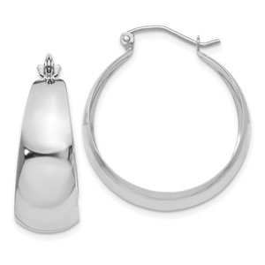 14k White Gold Polished 10.5mm Tapered Hoop Earrings - E6-C3C4FA0C-8031