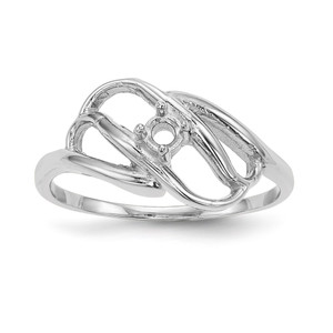 14k White Gold Polished 1-Stone Mothers Ring Mounting - XM-0F695879-9646