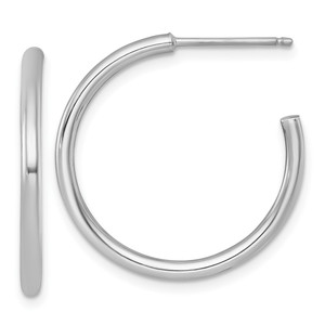 14k White Gold Polished 2.0 x 25mm Tube C-Hoop Post Earrings